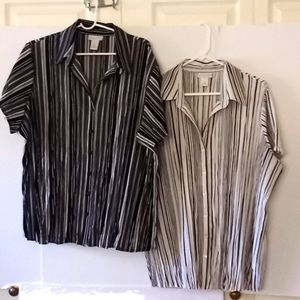 Bundle Worthington Women's Stretch Striped Blouses - Size (2X) - Black/White